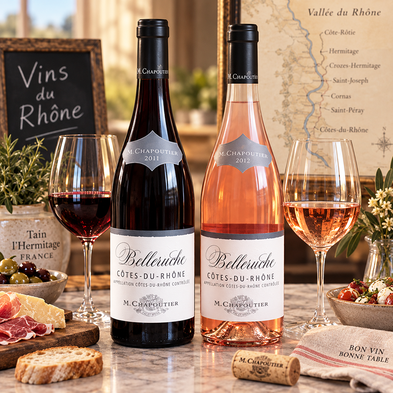Maison M. Chapoutier Belleruche Rouge 2011 and Maison M. Chapoutier Belleruche Rosé 2012