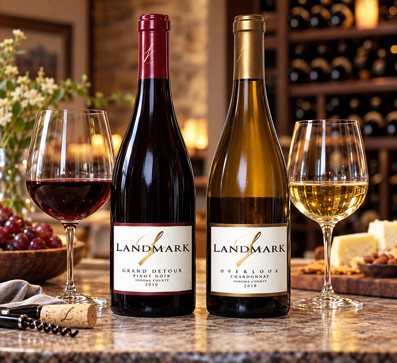 Landmark Grand Detour Pinot Noir 2010 and Landmark Overlook Chardonnay 2010