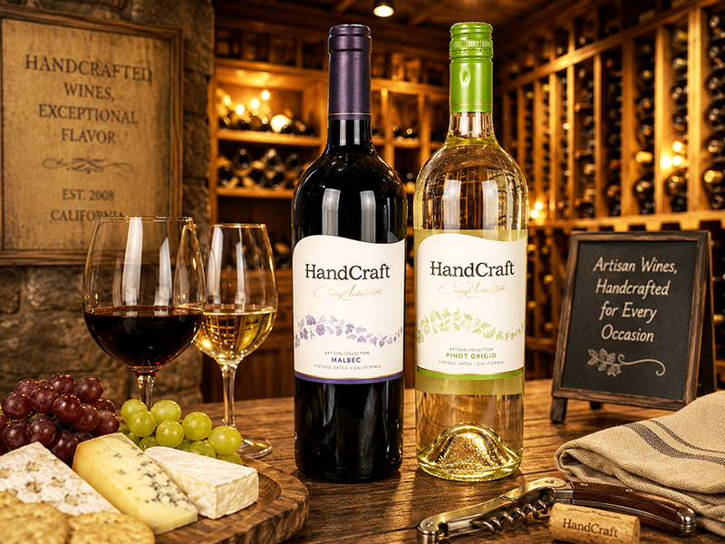 HandCraft Malbec 2013 and HandCraft Pinot Grigio 2014. 