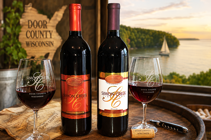Simon Creek Cabernet Sauvignon NV and Simon Creek Merlot NV.