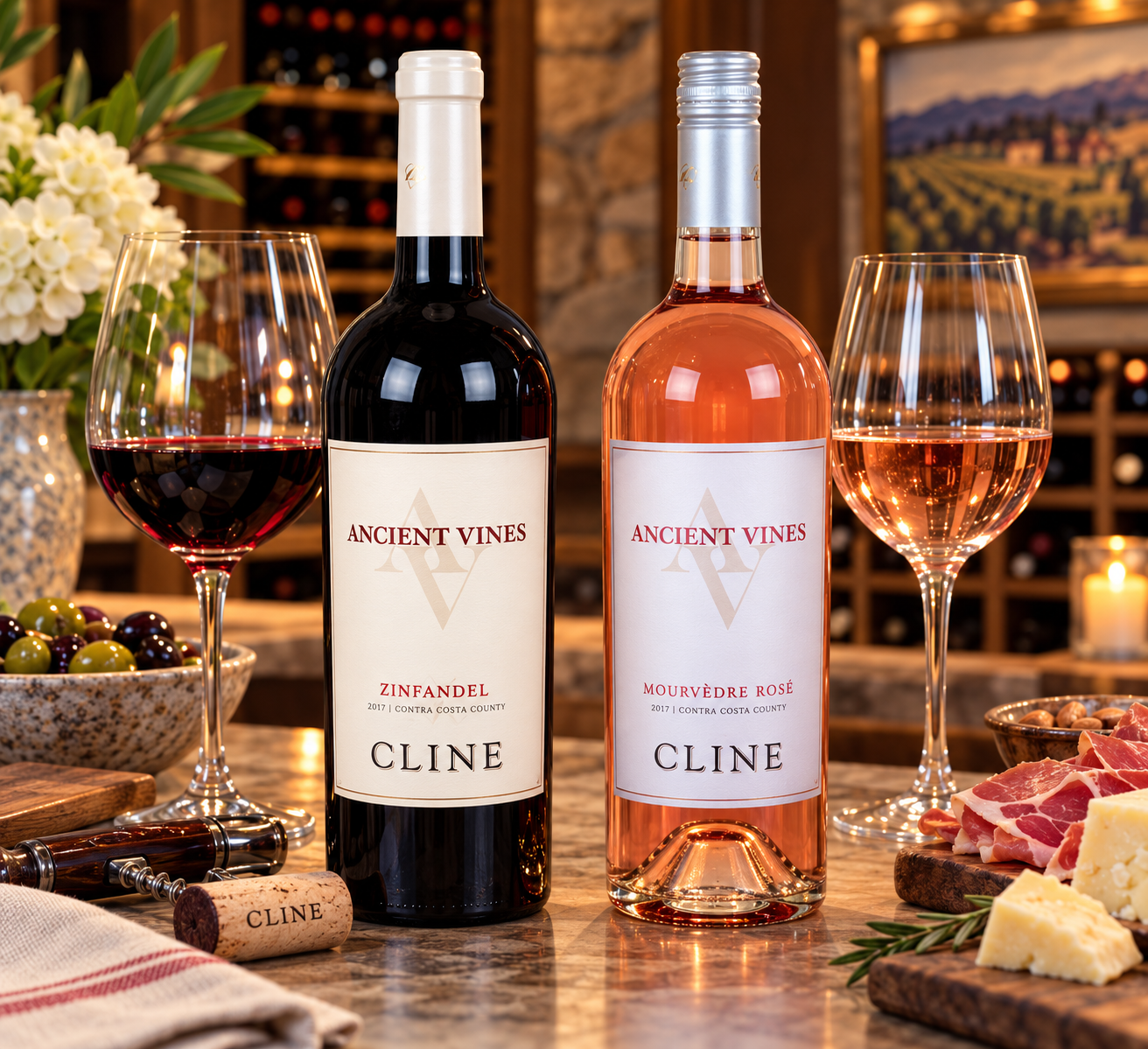 Cline Cellars Ancient Vines Zinfandel 2017 and Cline Cellars Ancient Vines Mourvèdre Rosé 2017
