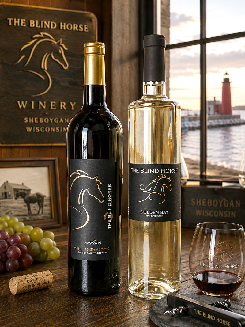 The Blind Horse Malbec NV and The Blind Horse Golden Bay White Blend NV.