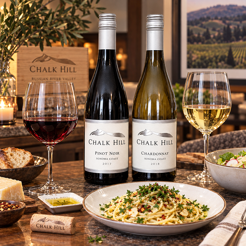 Chalk Hill Pinot Noir 2017 and Chardonnay 2018