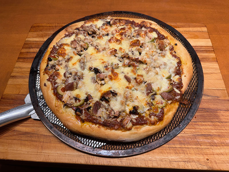 Turkey, Green Olive, and Sun-dried Tomato Pizza
