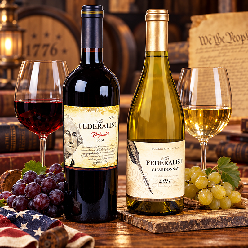 The Federalist ‘1776’ Lodi Zinfandel 2013 and The Federalist Chardonnay 2011. <a href="#taste">Click here for tasting notes.</a>