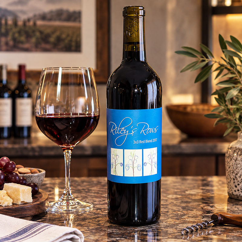 Riley's Rows 3x3 Red Blend. <a href="#taste">Click here for tasting notes.</a>