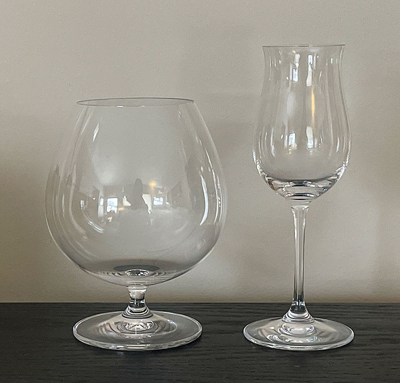 Two types of brandy glasses.