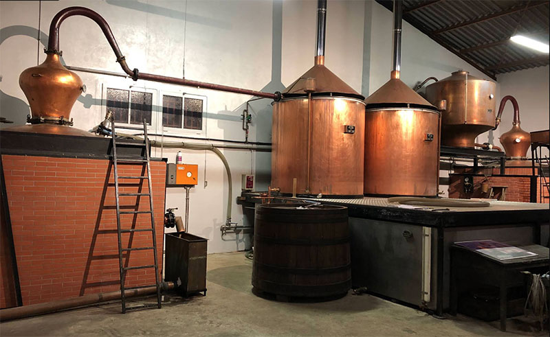 The two double-distillation stills.