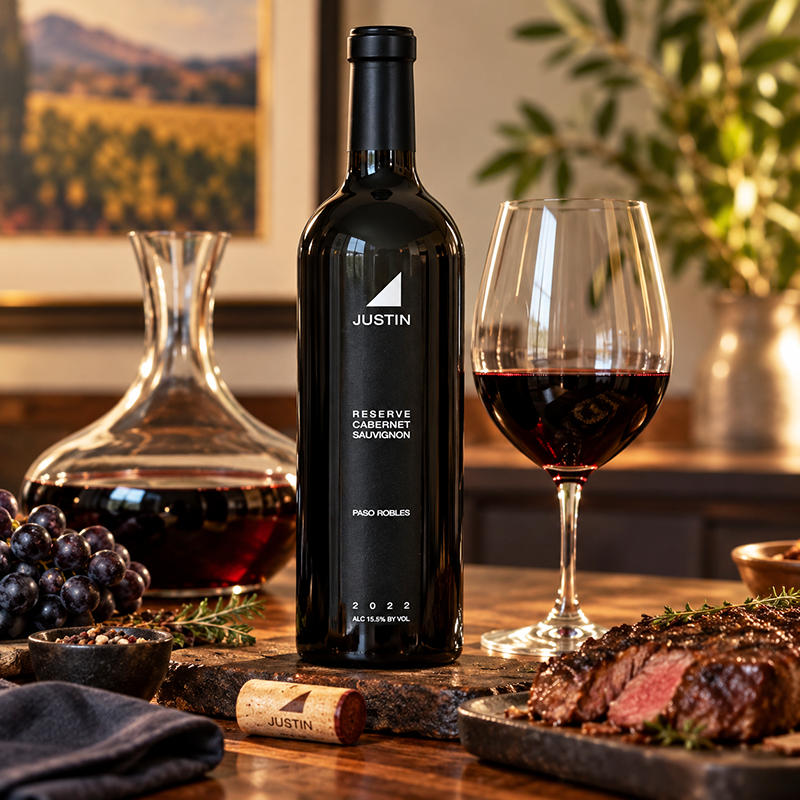 JUSTIN Reserve Cabernet Sauvignon. <a href="#taste">Click here for tasting notes.</a>