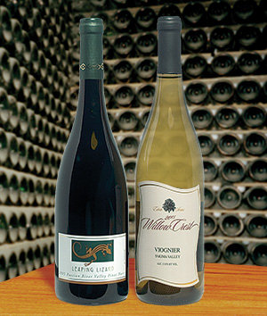 Leaping Lizard Pinot Noir from Sonoma and Willow Crest Viognier from Washington